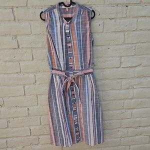 Harlow And Rose Striped Sleeveless Button-Down Dress